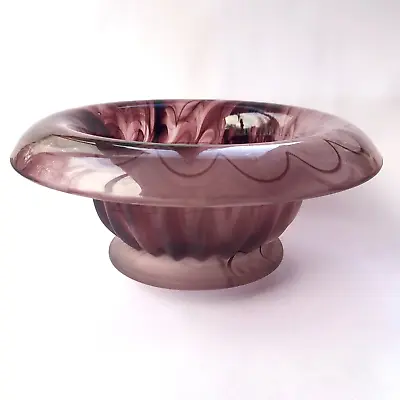 Buy Davidson Purple Cloud Glass Bowl Posy Vase Pressed Glass Vintage Art Deco 1930s • 20£