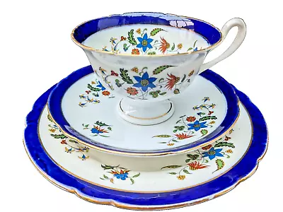 Buy Rare SHELLEY Trio Blue/Gold/Floral/Shelley Potteries C1913/Perfect • 20£