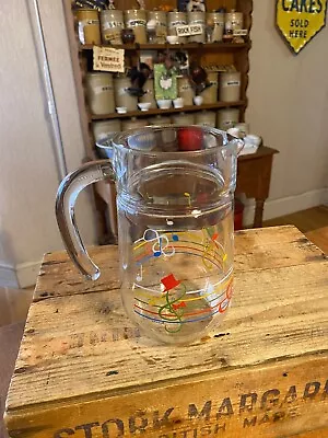 Buy Vintage Glass Tall Cocktail / Juice Jug – Colourful Musical Notes – Great! – • 9.99£