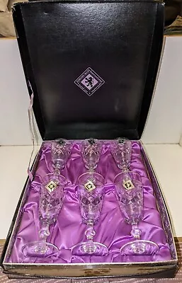 Buy LOVELY SET OF F 6 EDINBURGH LEAD CRYSTAL WINE GLASSES IN  BOX WITH LABELS -138mm • 30£