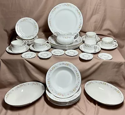 Buy Vintage Staffordshire Pottery Co Bone China Floral Dinner Set X 6 Persons • 44£