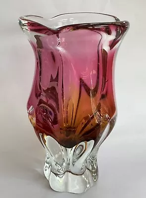 Buy A 1970's Vintage Murano Glass Vase  Pink & Orange • 20£