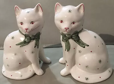 Buy Superb Pair Of Rye Pottery Country House Collection Cream Star Seated Cats 14cm • 55£