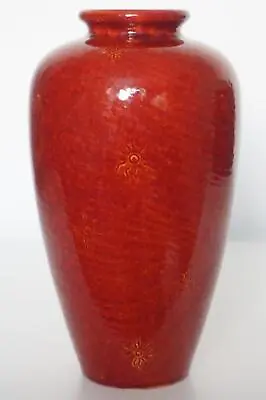 Buy Burmantofts Faience Vase - Red Ox Blood Glaze - Sunburst Pattern - C.1895 • 275£