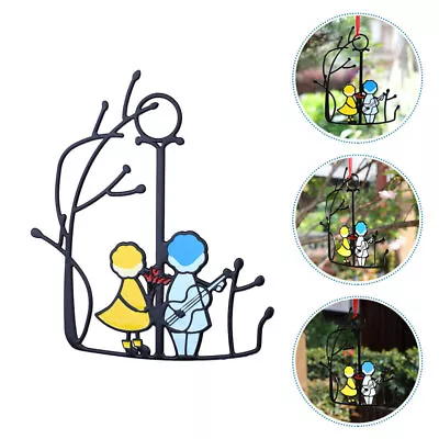 Buy Couples Stained Glass Window Hangings With Chain - Home Décor • 10.99£