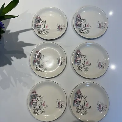Buy 6x Alfred Meakin China Montmartre Staffordshire England Side Plate Paris Cafe • 30£