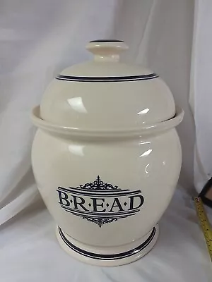 Buy 1869 Victorian Pottery Co Blue Cream Bread Bin Ceramic Container With Lid • 58£