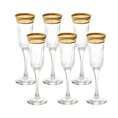 Buy Elegant And Modern Glass Made Drinkware Set - 9 Oz. Flute Set Of 6, Amber • 86.46£