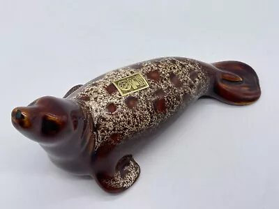 Buy Vintage Fosters Pottery Brown Honeycomb Glaze Seal Sealion Ornament • 7.99£