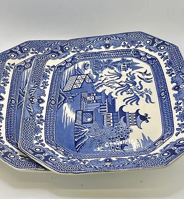 Buy Two Burleigh Ware Willow Pattern 1930s  Serving Plates  • 16.08£