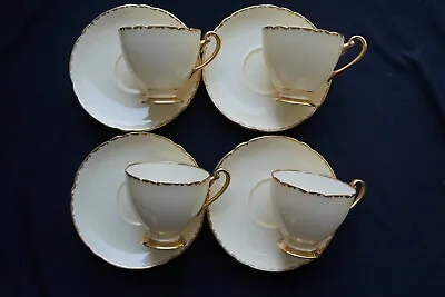 Buy Four Vintage Shelley Cream Cups And Saucers With Gold Embellishments - 13487 • 14.99£