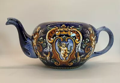 Buy Gien Faience Dentry Italy Renaissance Fond Bleu Pattern French Pottery Teapot  • 43.33£