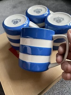 Buy 4 Coffee Mugs Original Cornishware T.G. Green Cornish Blue Stripe 10 OZ Straight • 50£