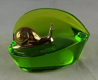 Buy Green Baccarat Snail Escargot Heart Paperweight Figurine Sculpture • 144.03£