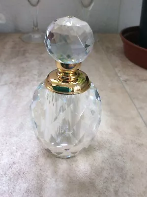 Buy Diamond Cut Glass Perfume Bottle With Iridescent Top • 12.75£