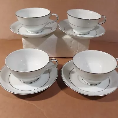 Buy VTG Japan Set Of 4 China Noritake White Tea/Coffee Cups And Saucers ENVOY #6325 • 31.18£