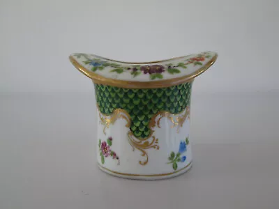 Buy Vintage Dresden Handpainted Flowers China Novelty Top Hat Vase Gold Green Scales • 29.99£