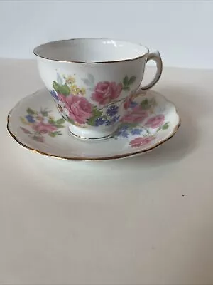 Buy Royal Vale Bone China Cup & Saucer England Pink Roses Floral  • 17.83£