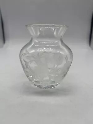 Buy Vintage Clear Cut Glass Crystal Floral Small Vase • 1£