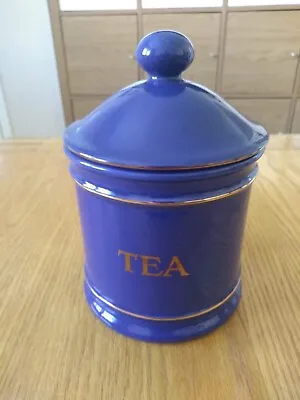 Buy Vintage Retro Hornsea Pottery Regency Blue/Gold Tea Kitchen Canister : V Rare • 16.99£