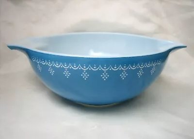Buy Vintage Pyrex Blue Snowflake Garland Cinderella Mixing Bowl 4 Qt #444 • 43.68£