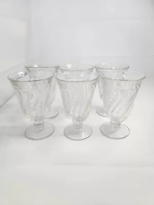 Buy Lot Of 6 Fostoria Colony Clear Swirl Footed Iced Tea Goblets Glassware  • 37.94£