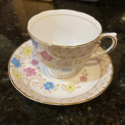 Buy Vintage Tuscan Fine Bone China Tea Cup And Saucer England Floral Gold Trim • 45.75£