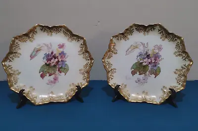 Buy Antique Pair Doulton Burslem Hand Painted Spanish Ware Porcelain Floral Plates • 100£