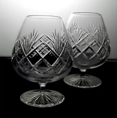 Buy 2x Tudor Cut Crystal 12cm Brandy / Cognac Balloon Glasses - Vintage • 18£
