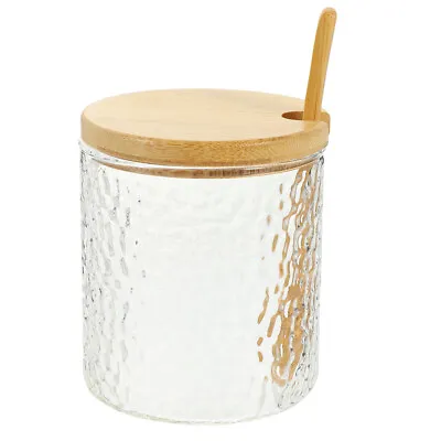 Buy Glass Food Storage Jar With Airtight Wooden Lid And Spoon • 12.30£