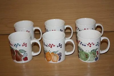 Buy 6 Vintage Staffordshire Tableware Ceramic Mugs - Fruits Designs - Very Good Cond • 12£