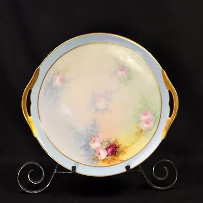 Buy Limoges D. & Co. Delinieres Cake Plate Artist S. M. Stark Roses W/Gold 1894-1900 • 108.35£