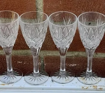 Buy 4 Crystal Cut Glasses Goblets, Pinwheel Design, Tulips, Rare Type • 14.99£