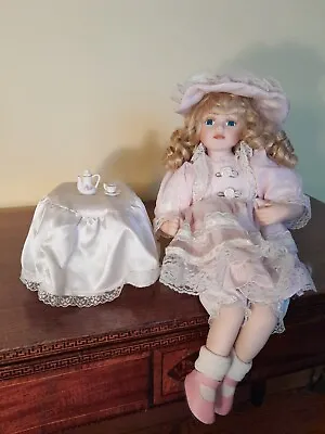 Buy Vintage Porcelain Doll With Table/chair And Mini China Teapot And Cup And Saucer • 22.50£