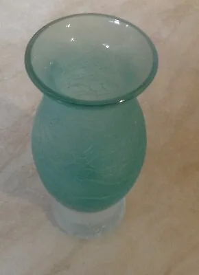 Buy Small Green Cracked Glass Vase With Clear Base. 12 Cm Tall • 2£