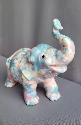 Buy Global Studio Pottery Ceramic Elephant Pastel Pink Blue Kitsch Chintzy • 16.50£