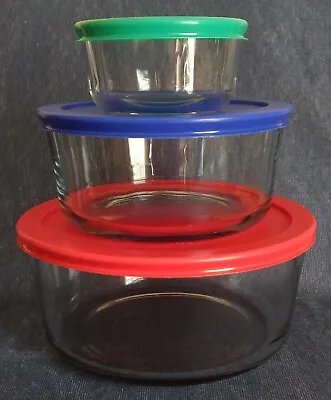 Buy Set Of 3~ PYREX GLASS MIXING / STORAGE BOWLS With Plastic Lids ~ 1-, 4-, & 7-Cup • 33.19£