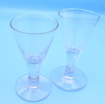 Buy Antique Victorian Set Of Two Small Drinking Glasses Polished Pontil Marks • 15.95£