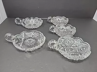 Buy American Brilliant Cut Glass Nappy Nut Candy Dish Finger Loop Sawtooth Lot Of 5 • 74.95£