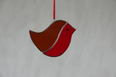 Buy Stained Glass Bird Suncatcher/Window Hanger 2-Tone Robin Ornament Gift/Ornament • 16£
