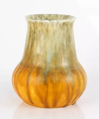 Buy Vintage Ruskin Pottery Light Green & Orange Crystaline Elephant Foot Vase, 1932 • 129.99£
