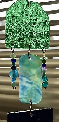 Buy Turquoise Aqua Purple Greens Beads Stained Glass Mobile • 63.41£