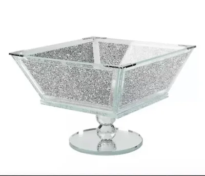 Buy XL Sparkly Silver Crushed Diamond Crystal Filled Bling Fruit Bowl Kitchen UK💎 • 47.99£