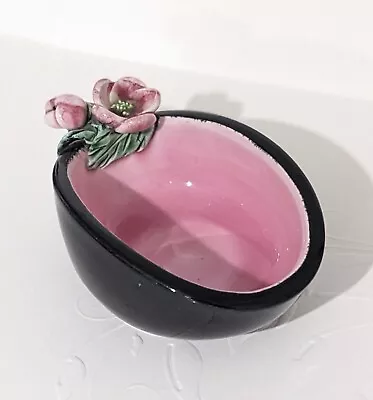 Buy Keramos Sèvres France Pottery Black Pink Vintage Floral Pot Dish Rare • 11.50£