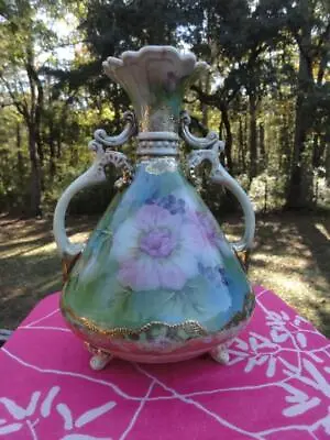 Buy Antique Noritake Nippon Porcelain Vase Japan Hand Painted With Beaded Work • 139.94£