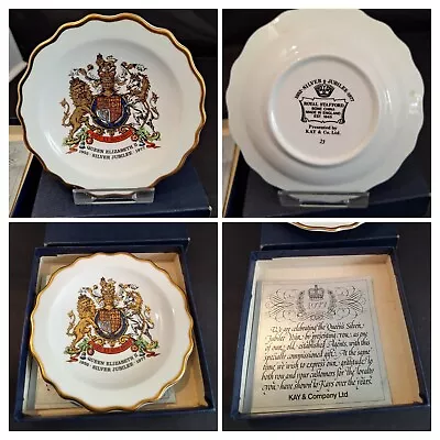 Buy Bone China Trinket Pin Dish Commemorative 1977 Queen Elizabeth 11 Silver Jubilee • 9.99£