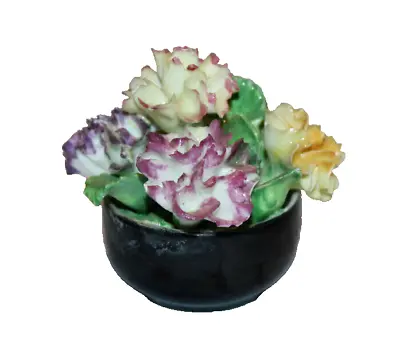 Buy Vintage Coalport Bone Chine Bouquet Flowers Black Cauldron Pot AD1750 England • 13.25£