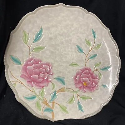 Buy HJ Wood LTD Burslem ENGLAND 8  Plate Embossed Pink Flower Vintage  BEAUTIFUL • 28.44£
