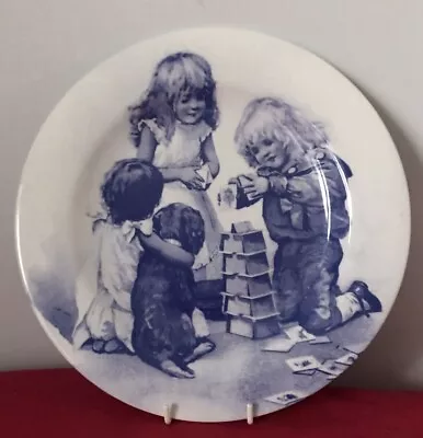 Buy Blue And White Plate Children Playing Design Aprox 10” Diameter  • 5£