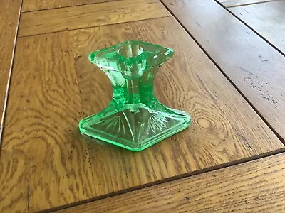 Buy 1 Art Deco Vintage Green Glass Candle Holder VGC • 4£